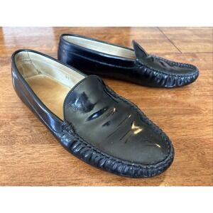 TODS Gommini Black Patent Leather Driving Loafers Moccasins Drivers Shoes 41 11